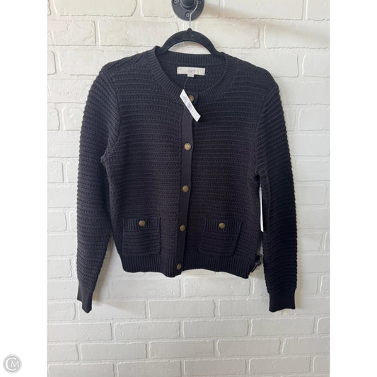 Sweater Cardigan By Loft In Black & Gold, Size: M