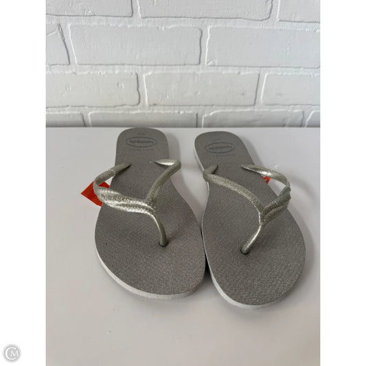 Sandals Flip Flops By Havaianas In Silver, Size: 11