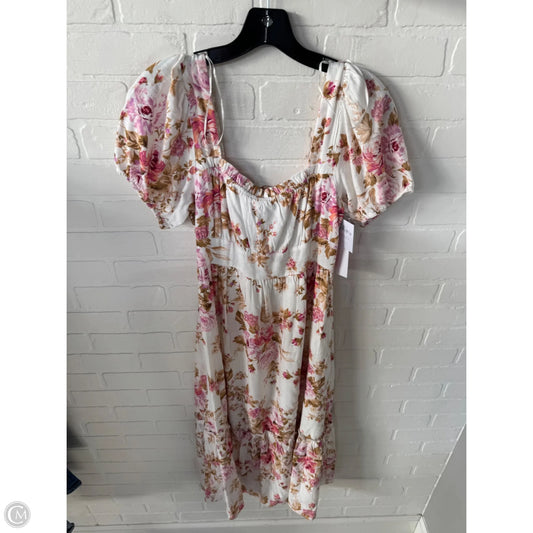 Dress Casual Midi By Clothes Mentor In Pink & White, Size: S