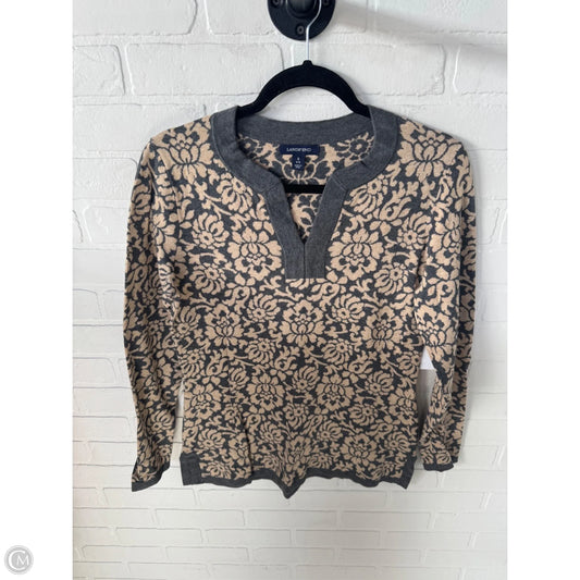 Sweater By Lands End In Grey & Tan, Size: S