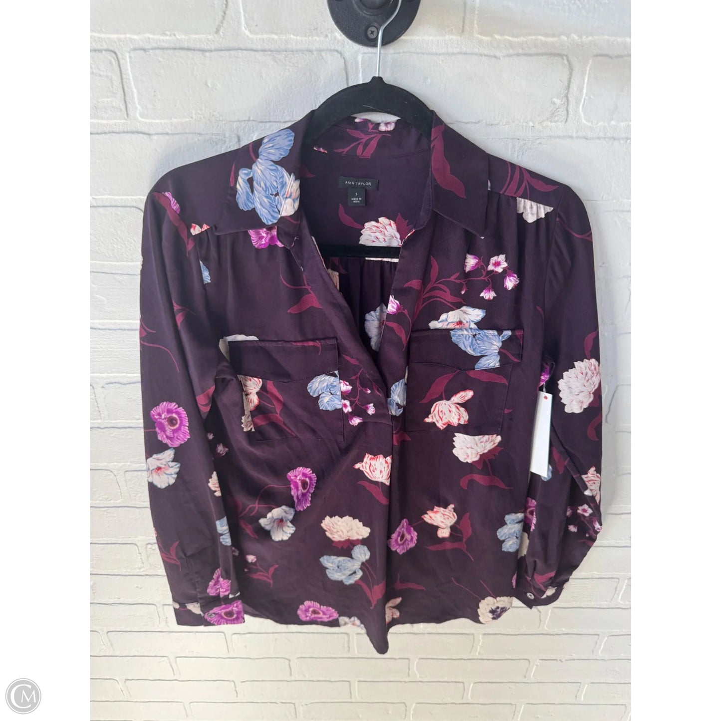 Top Long Sleeve By Ann Taylor In Purple & Red, Size: S