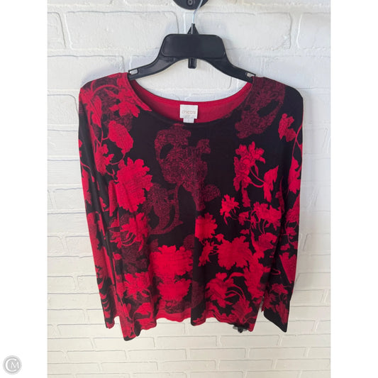 Sweater By Chicos In Black & Red, Size: M