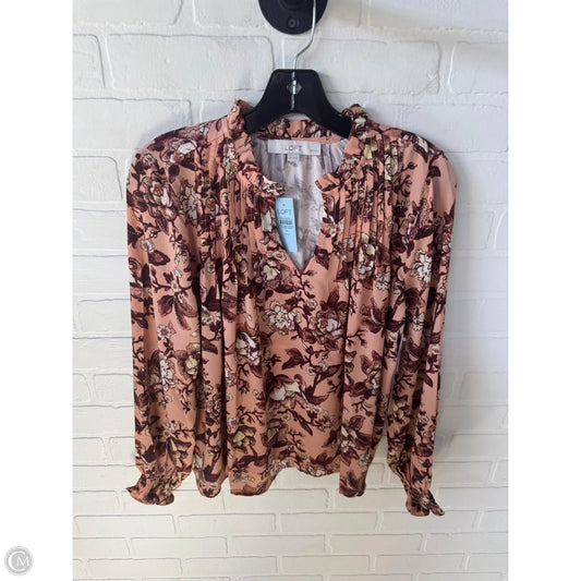 Top Long Sleeve By Loft In Brown & Tan, Size: Mp