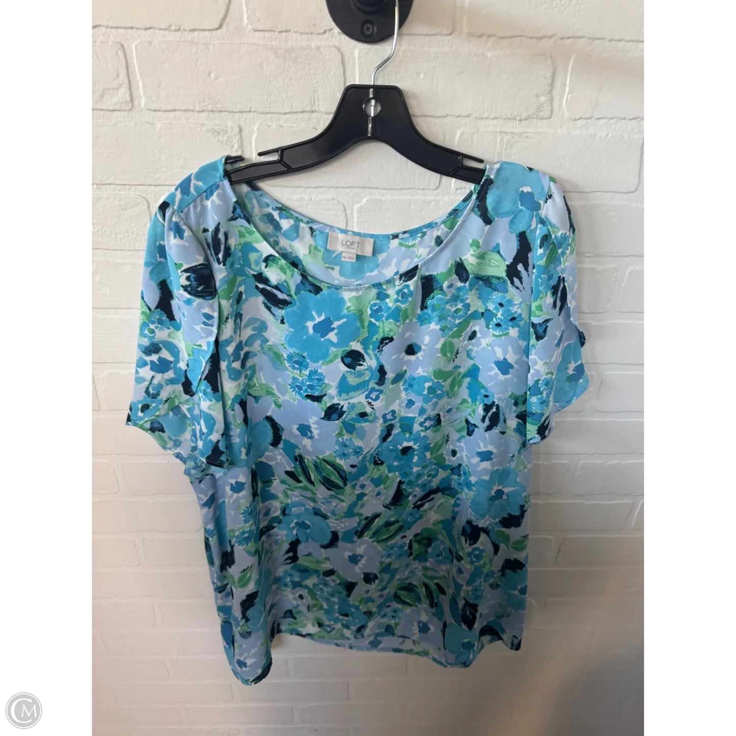 Top Short Sleeve By Loft In Blue & Green, Size: Xxl