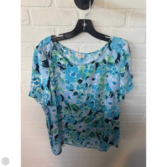 Top Short Sleeve By Loft In Blue & Green, Size: Xxl