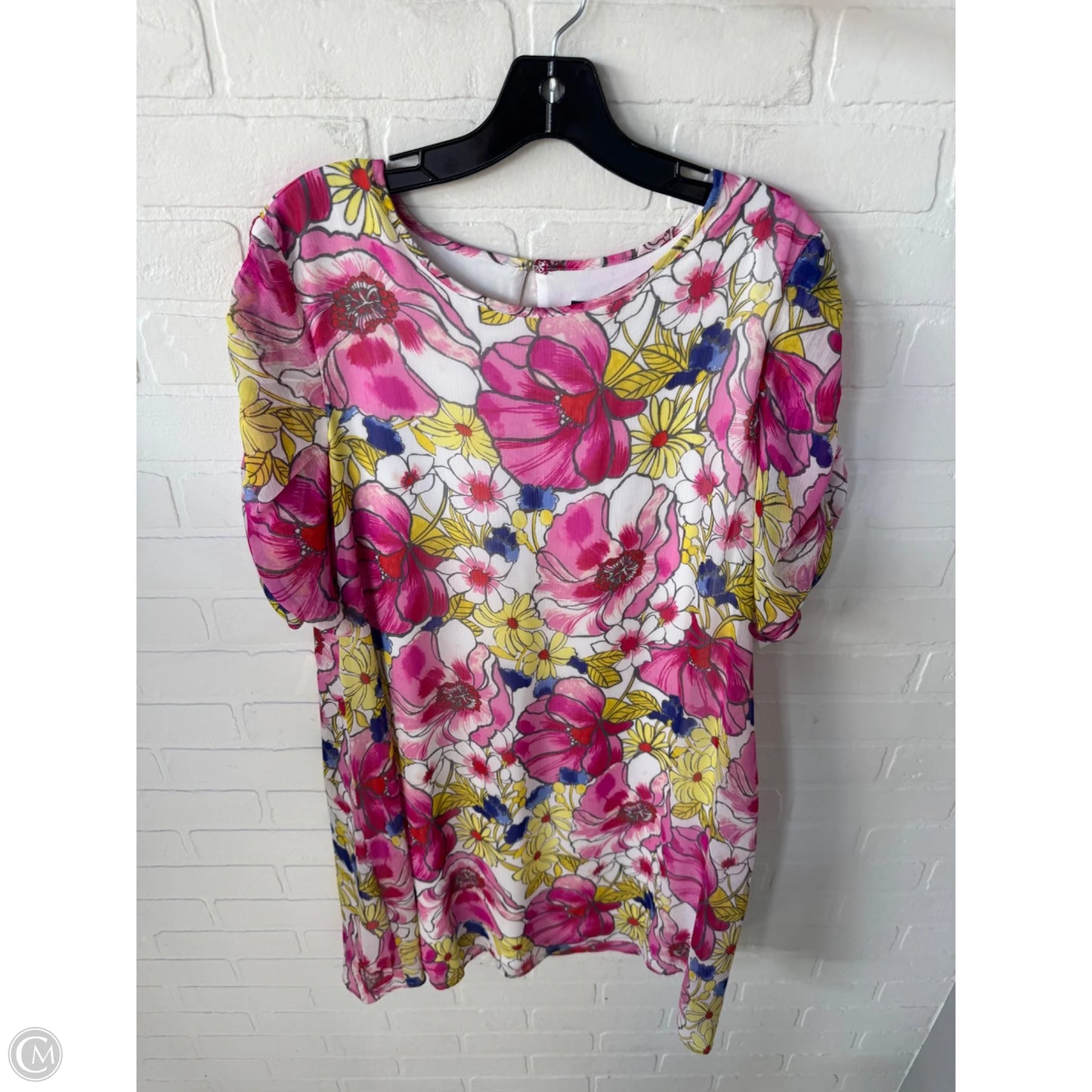 Dress Casual Short By Dkny In Pink & White, Size: L