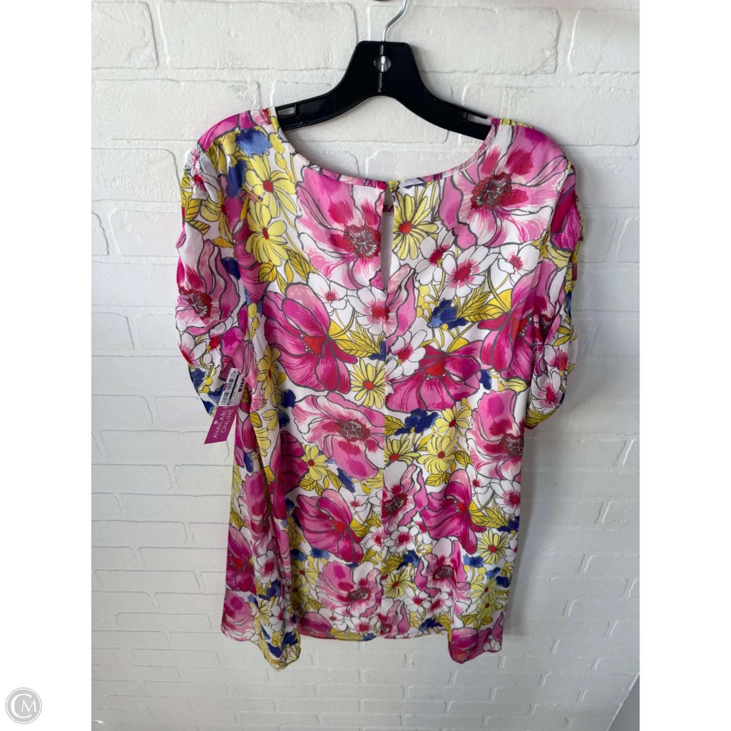 Dress Casual Short By Dkny In Pink & White, Size: L