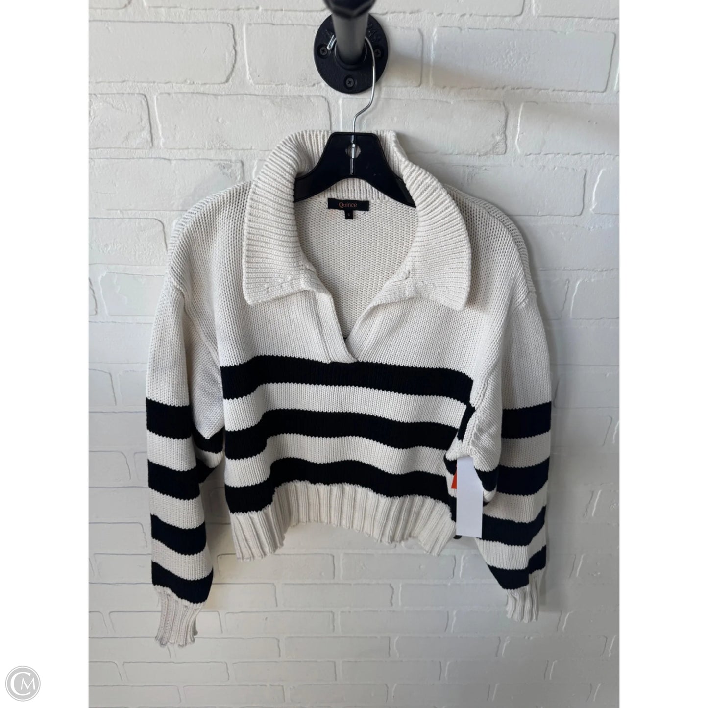 Sweater By Quince In Black & Cream, Size: S