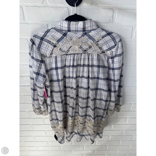 Top 3/4 Sleeve Designer By Johnny Was In Blue & Cream, Size: S