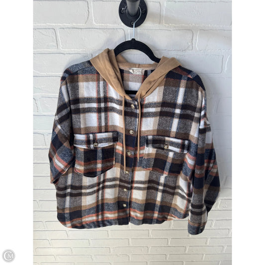 Jacket Shirt By Altard State In Blue & Brown, Size: M