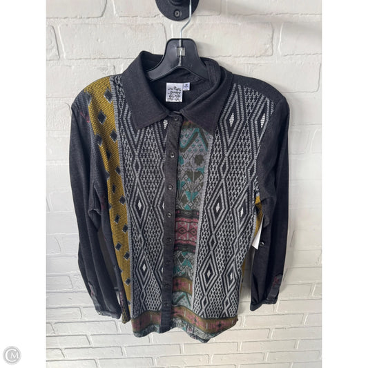 Top Long Sleeve By Parsley & Sage In Black & Grey, Size: M