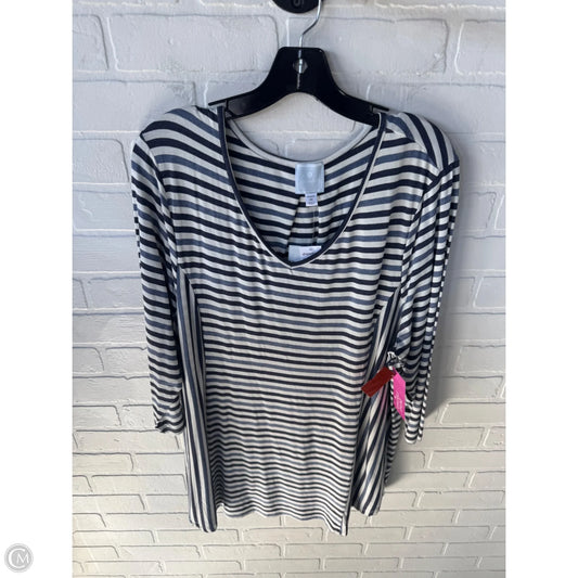 Top 3/4 Sleeve By Dressbarn In Blue & White, Size: 2x