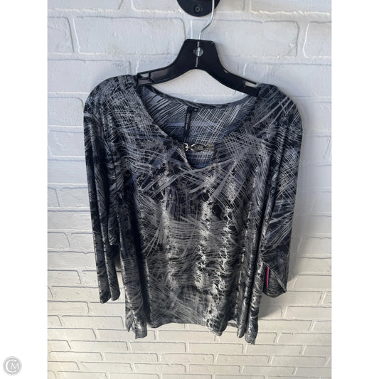 Top 3/4 Sleeve By Clothes Mentor In Black & Grey, Size: 2x