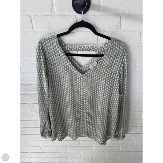 Top Long Sleeve By Loft In Green & White, Size: M