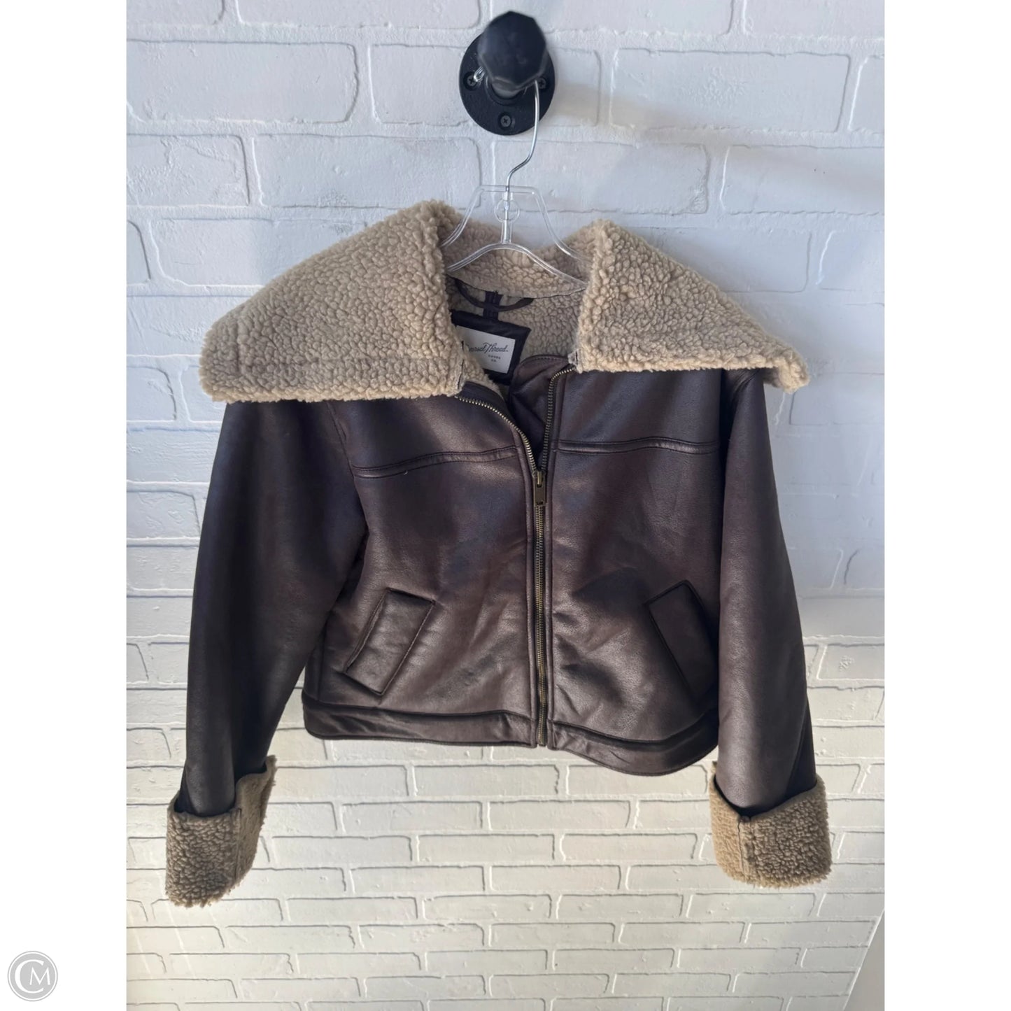 Jacket Moto By Universal Thread In Brown, Size: S