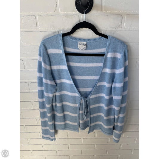 Sweater Cardigan By Arula In Blue & White, Size: 1x