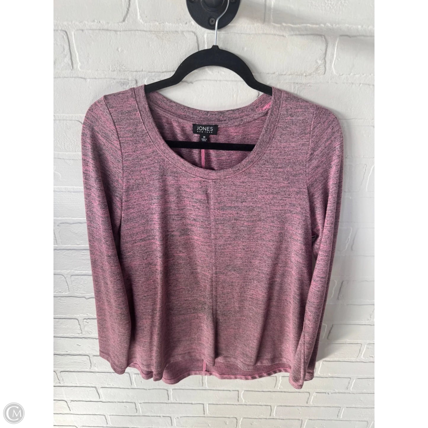 Top Long Sleeve Basic By Jones New York In Grey & Pink, Size: M