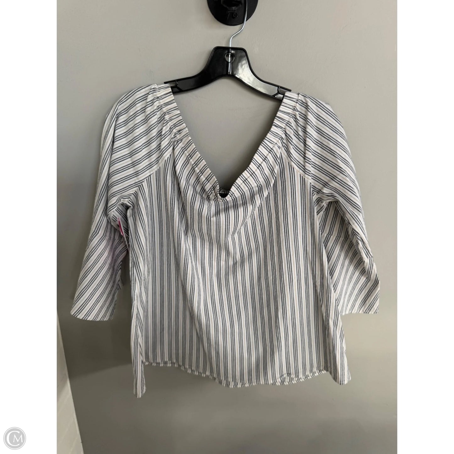 Top Long Sleeve By Bobeau In Grey & Tan, Size: L