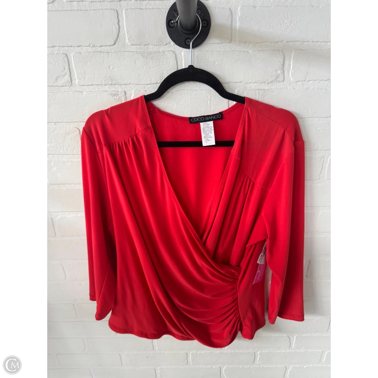 Top 3/4 Sleeve By Coco Bianco In Red, Size: Xl