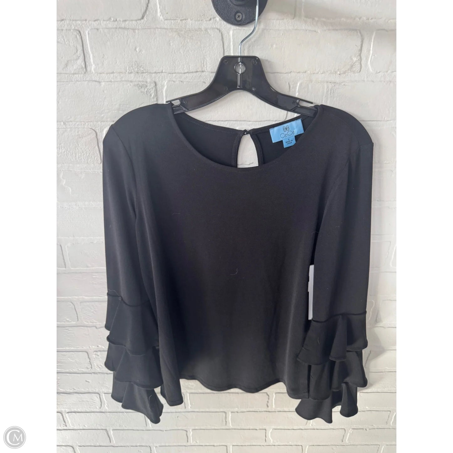 Top Long Sleeve By Cece In Black, Size: S