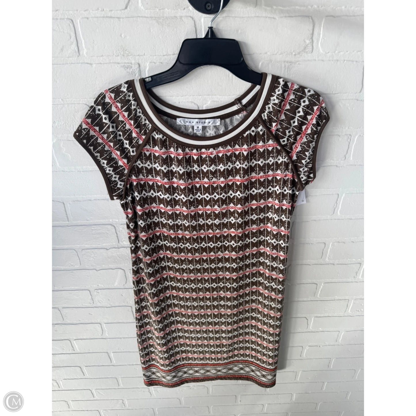 Dress Casual Short By Max Studio In Brown & Cream, Size: M