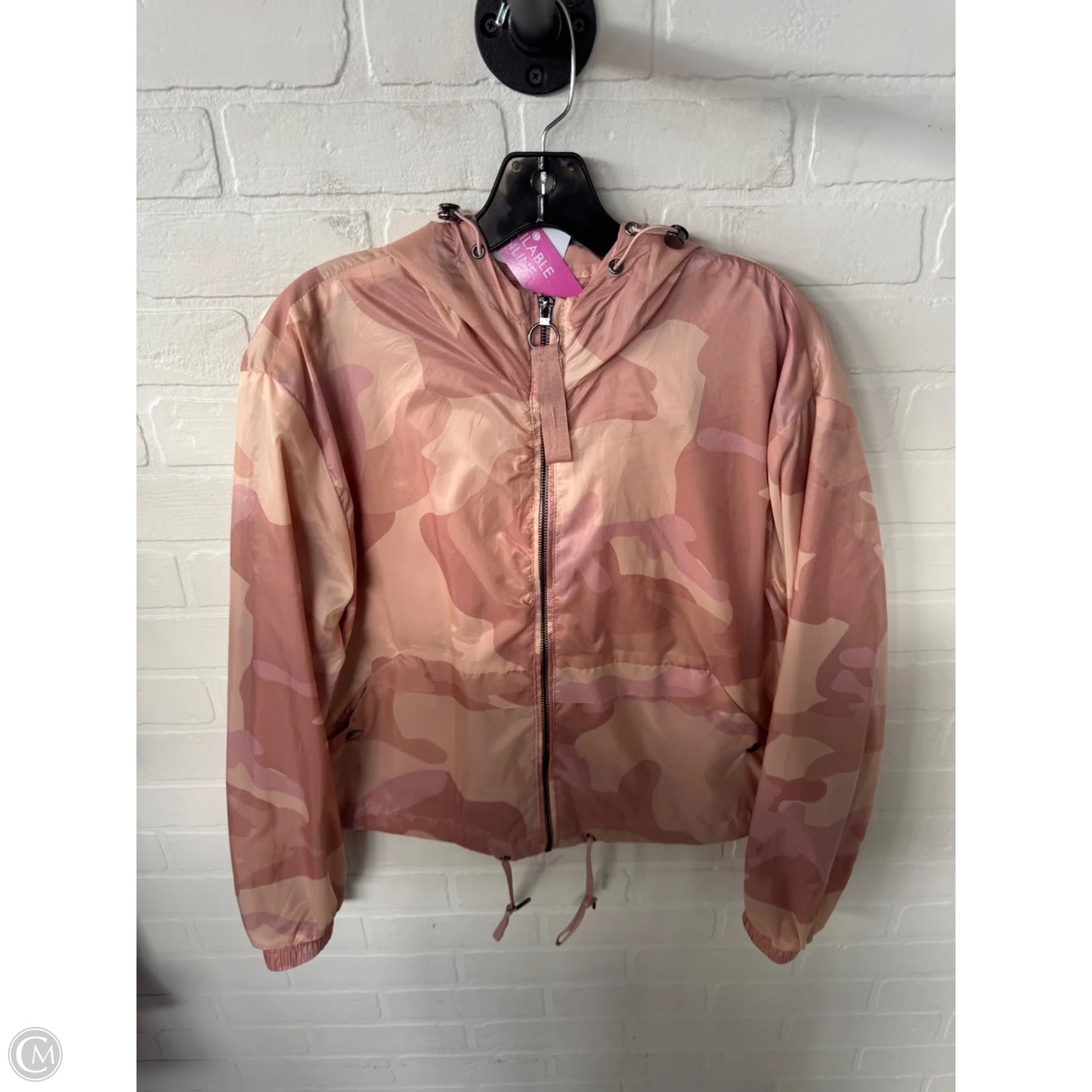 Jacket Windbreaker By Ashley In Pink & Tan, Size: L
