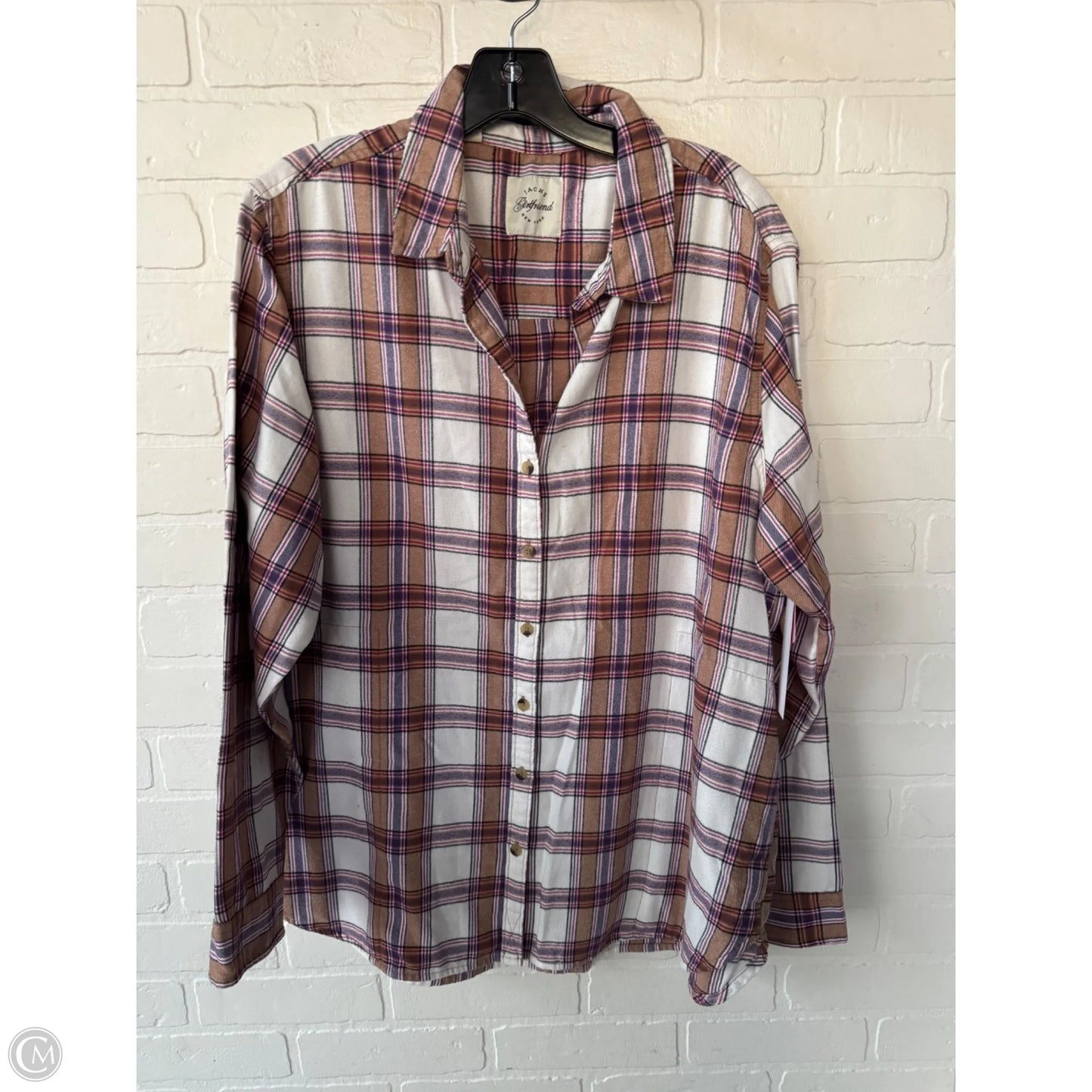 Top Long Sleeve By Jachs Girlfirend In Purple & White, Size: Xl