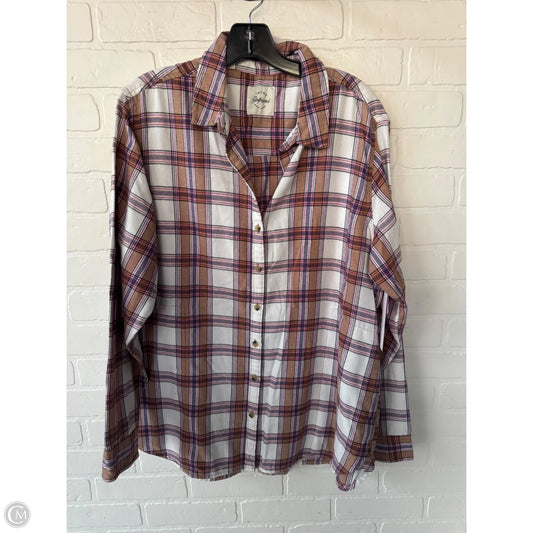 Top Long Sleeve By Jachs Girlfirend In Purple & White, Size: Xl