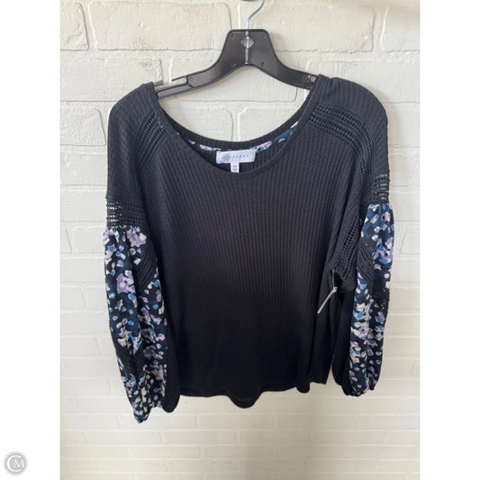 Top Long Sleeve By Fever In Black & Blue, Size: Xl