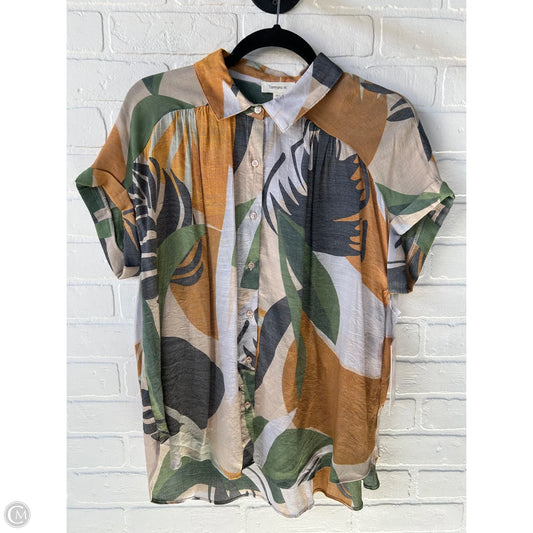 Top Short Sleeve By Tamara H In Grey & Tan, Size: M