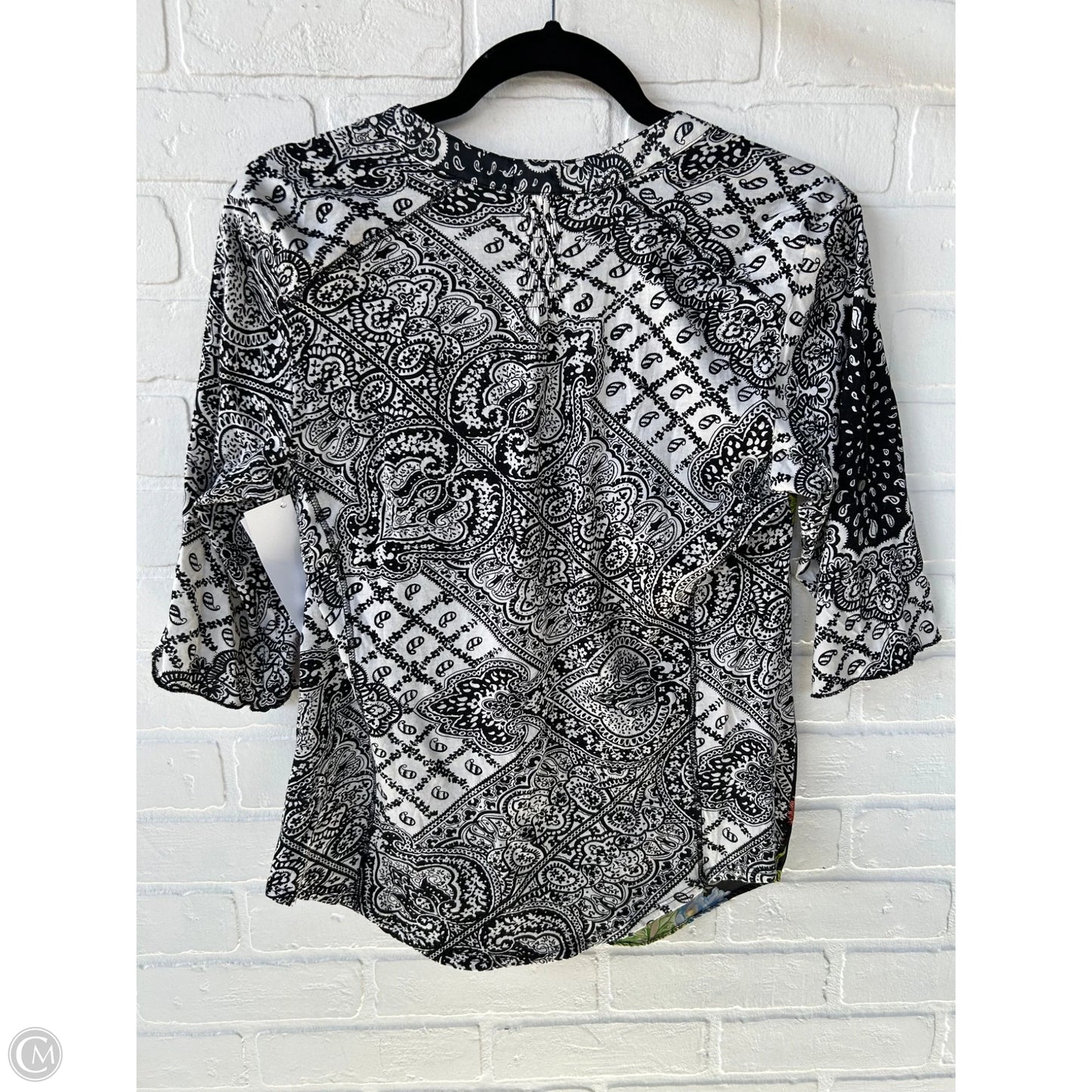 Top 3/4 Sleeve By Tiny In Black & White, Size: S