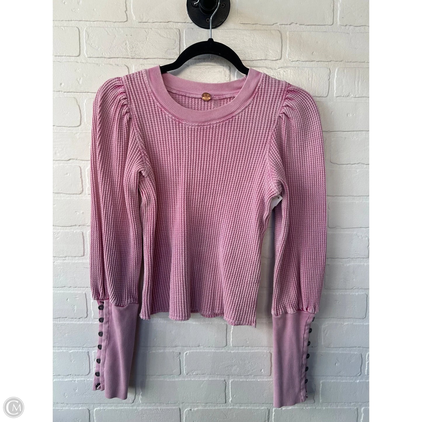 Top Long Sleeve By Free People In Pink, Size: M