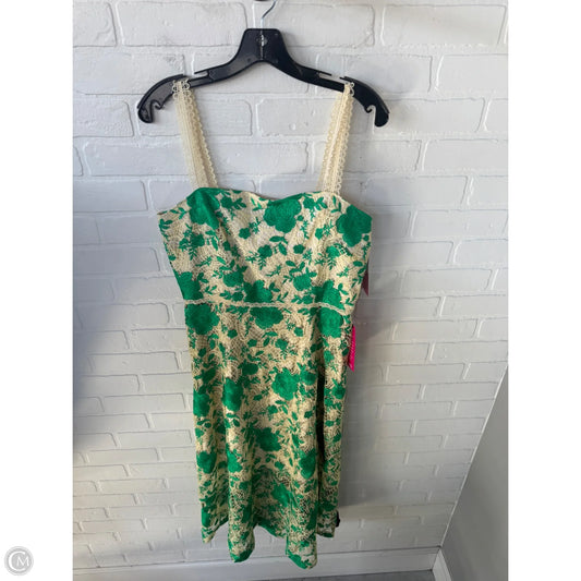 Dress Party Midi By Alex Marie In Green & Tan, Size: M