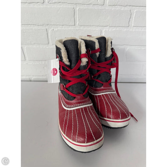 Boots Snow By Sorel In Grey & Red, Size: 8.5