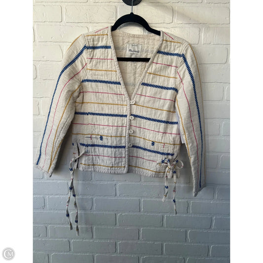 Jacket Shirt By Madewell In Blue & Cream, Size: Xs