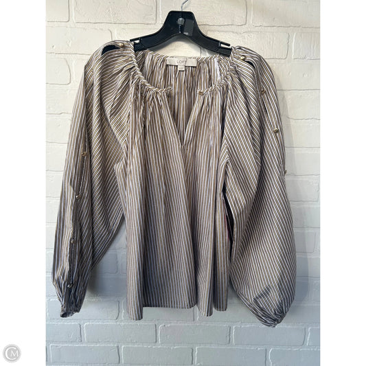 Top Long Sleeve By Loft In Gold & White, Size: Xs