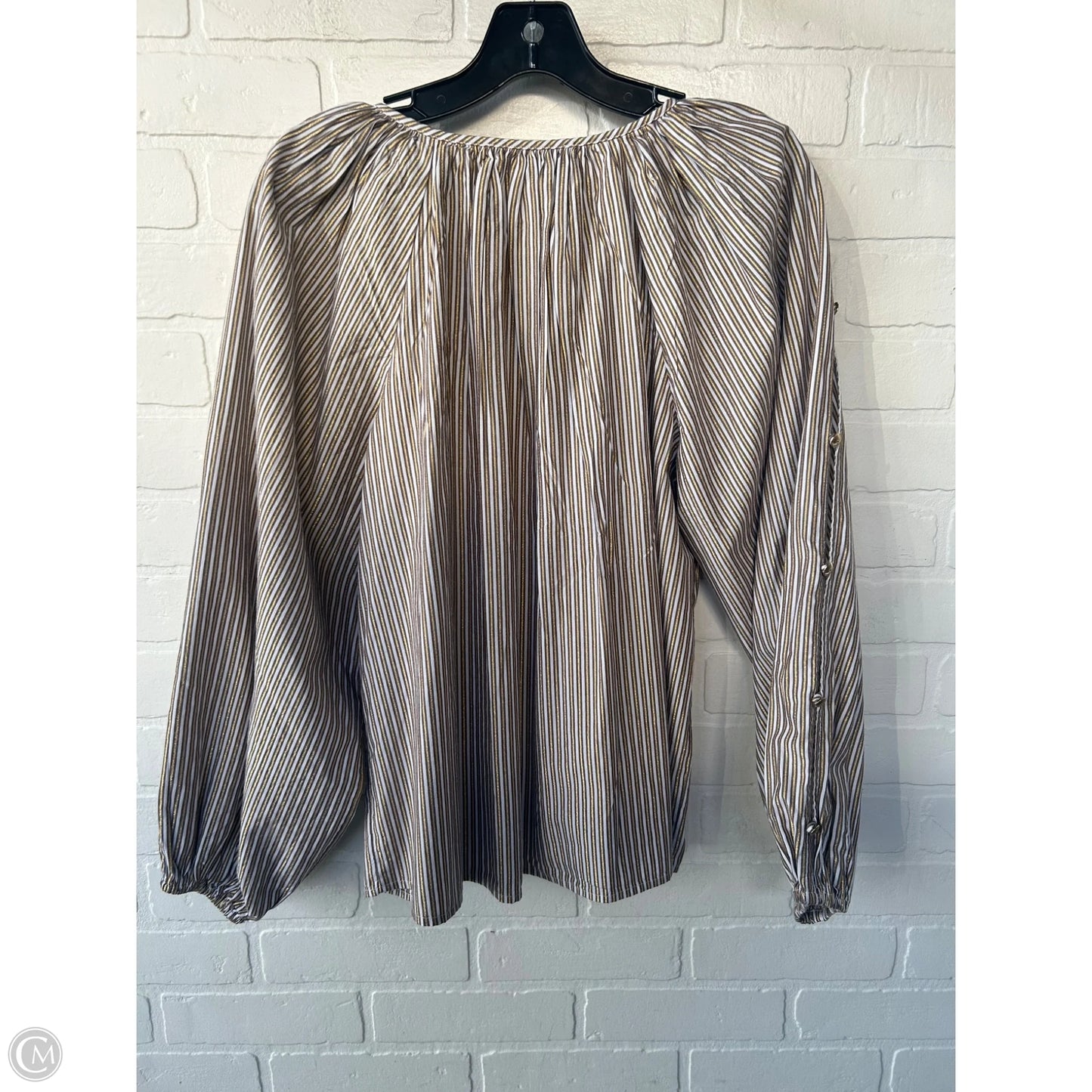 Top Long Sleeve By Loft In Gold & White, Size: Xs