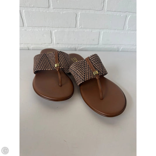 Sandals Flats By Italian Shoemakers In Brown, Size: 9.5