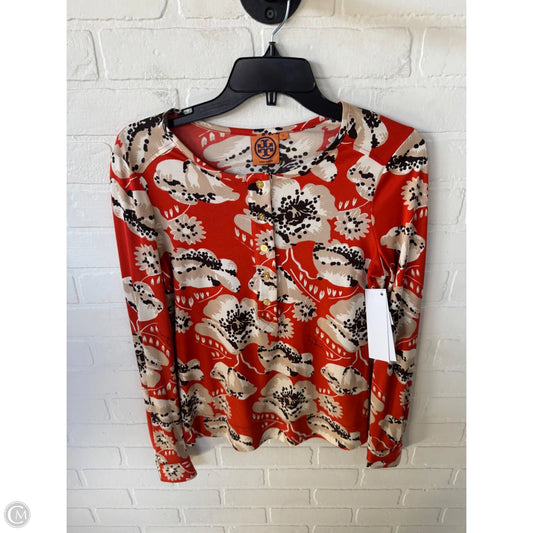 Top Long Sleeve Designer By Tory Burch In Orange & Tan, Size: S