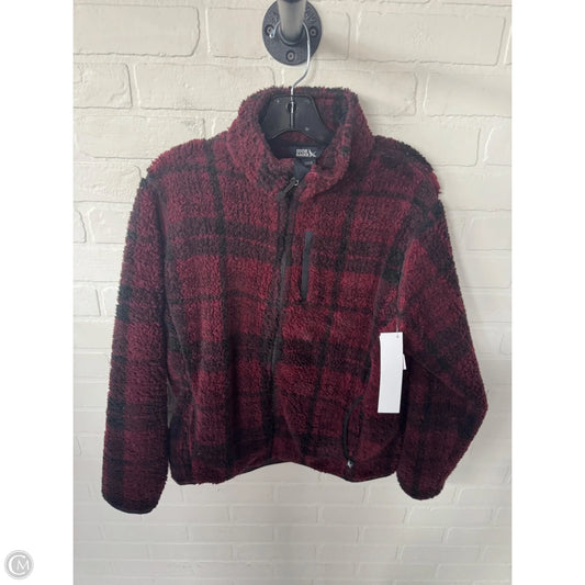 Jacket Fleece By Eddie Bauer In Black & Red, Size: M