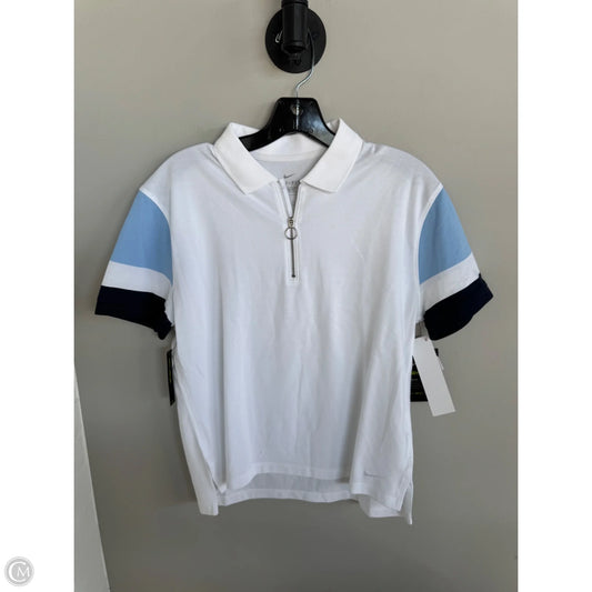 Athletic Top Short Sleeve By Nike In Blue & White, Size: M