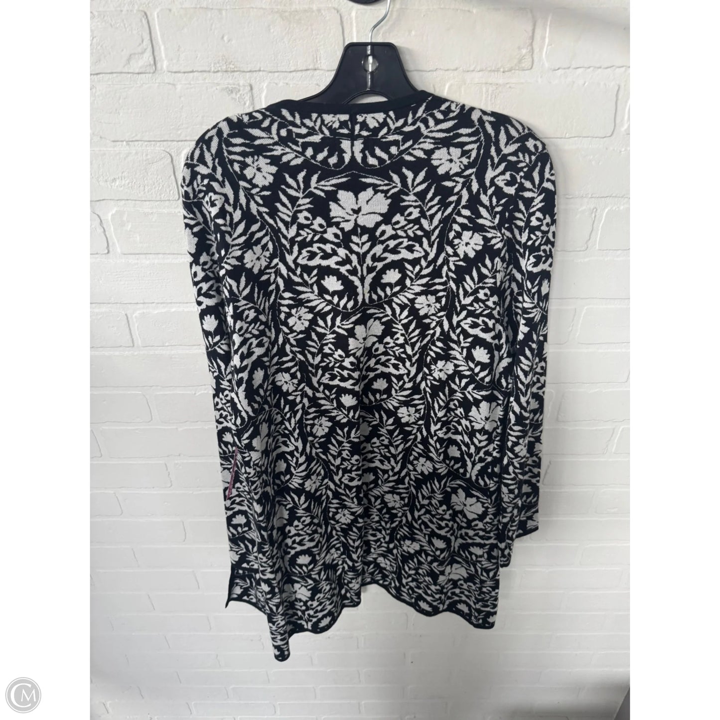Sweater Cardigan By Jm Collections In Black & White, Size: Xl