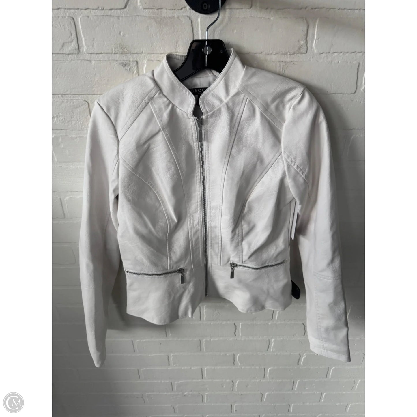 Jacket Moto By Baccini In White, Size: Sp