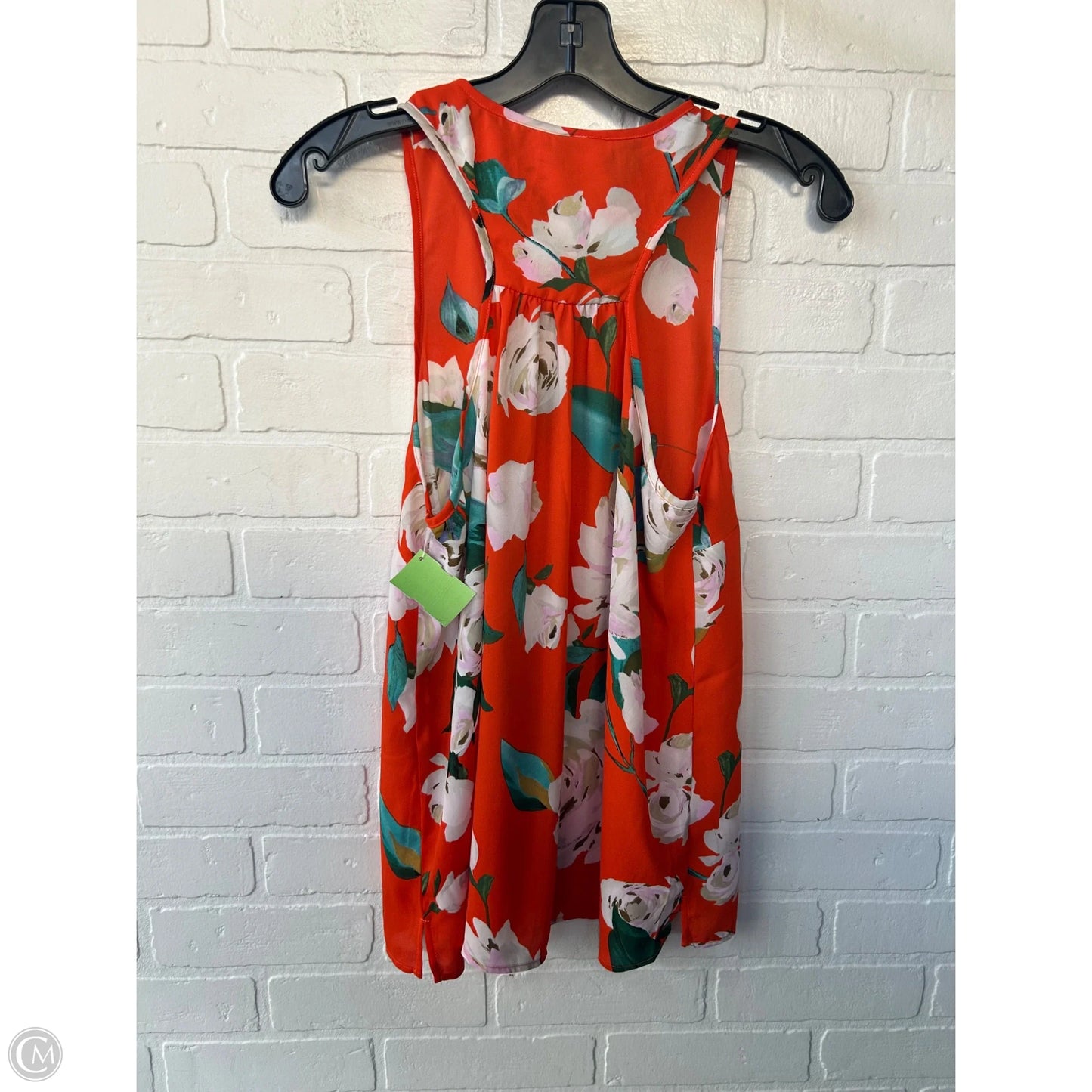 Top Sleeveless By Cabi In Orange & White, Size: S