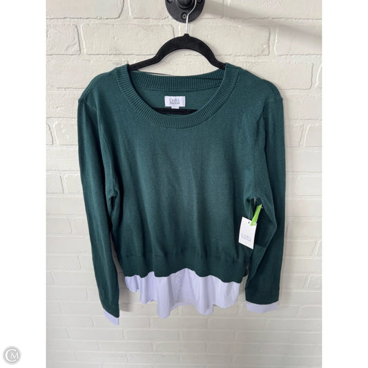 Sweater By Croft And Barrow In Green & White, Size: L