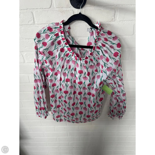 Top 3/4 Sleeve By J. Crew In Pink & White, Size: L