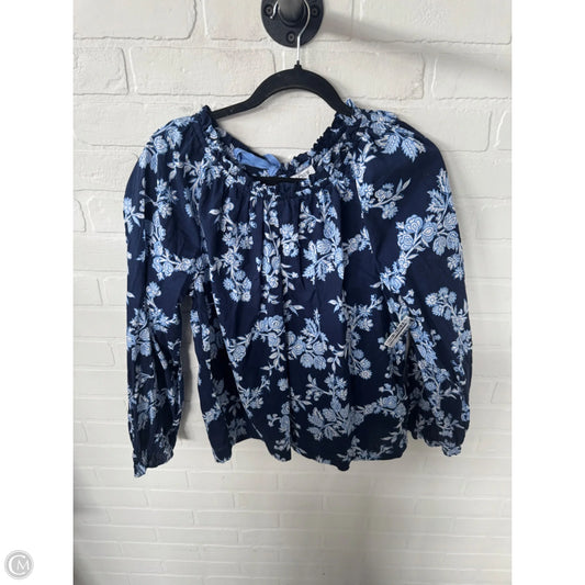 Top 3/4 Sleeve By J. Crew In Blue & White, Size: L