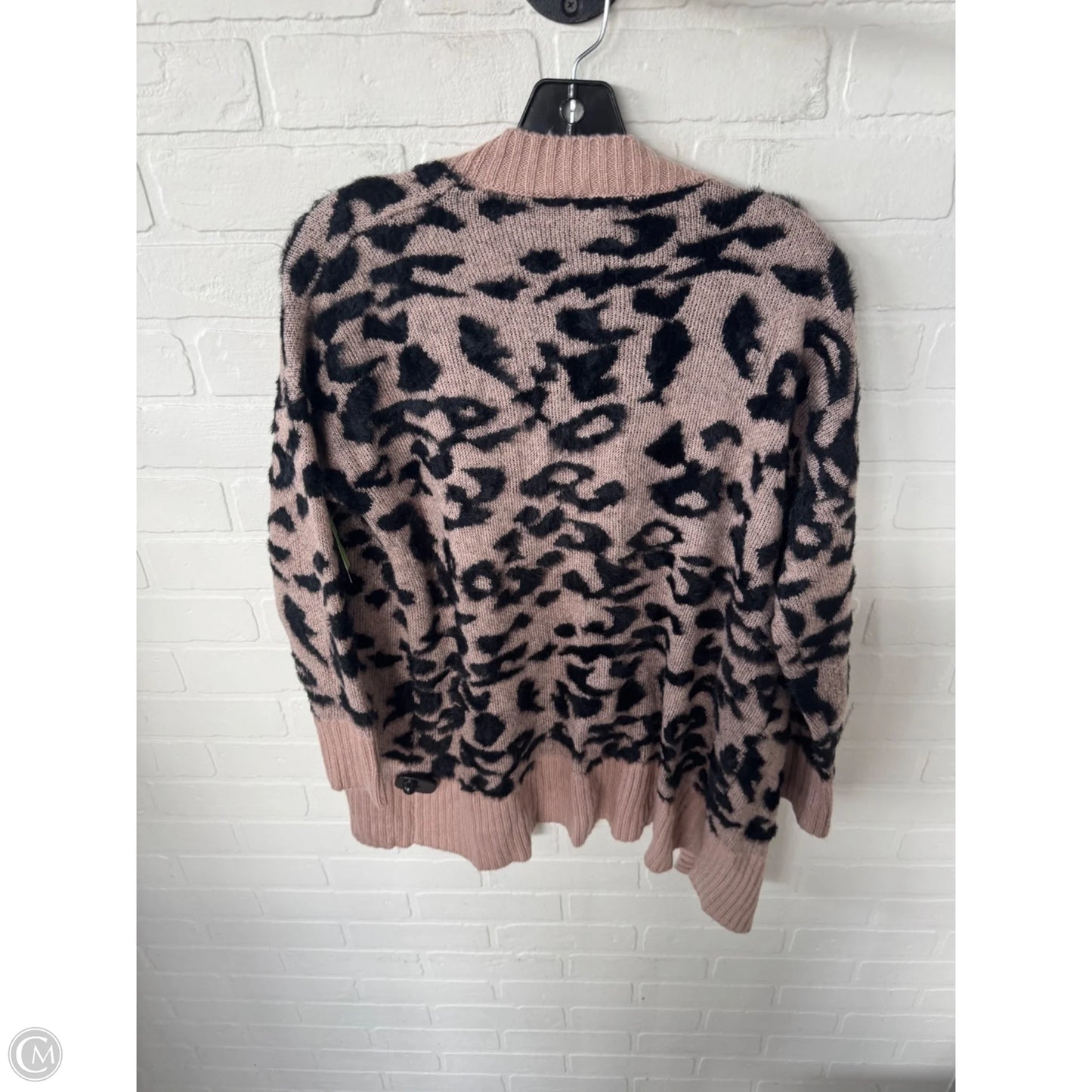 Sweater Cardigan By Debut In Black & Tan, Size: S