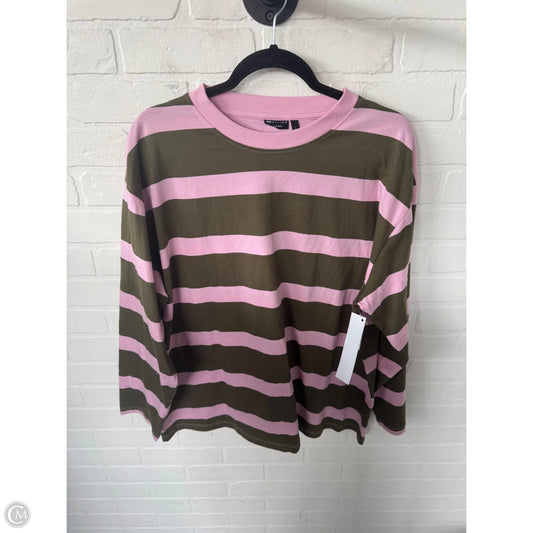 Top Long Sleeve By Asos In Grey & Pink, Size: M