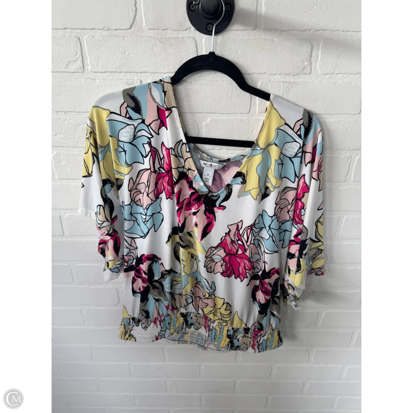 Top Short Sleeve By White House Black Market In Blue & White, Size: M